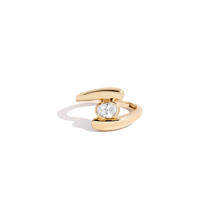 Lab Grown White Sapphire Ellipse Ring