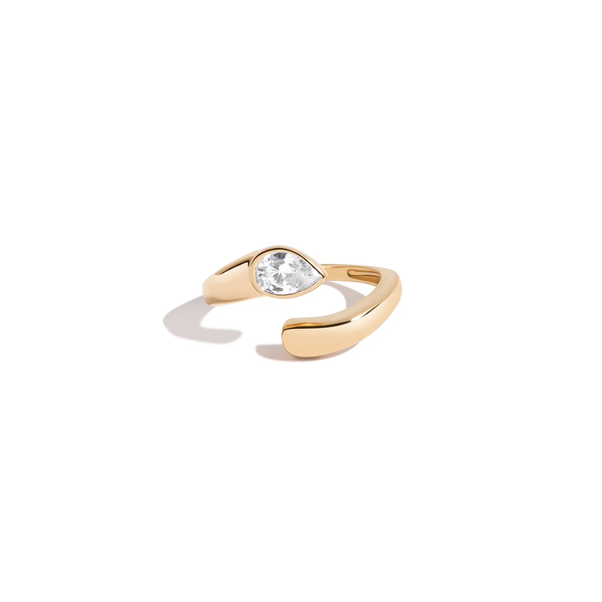 Lab Grown White Sapphire Pear Ellipse Ring Vermeil Yellow Gold First