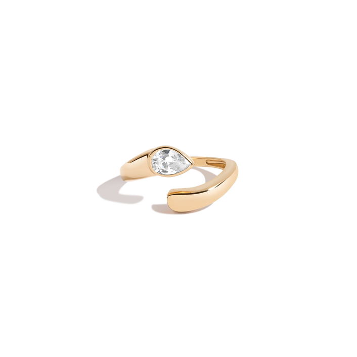Lab Grown White Sapphire Pear Ellipse Ring