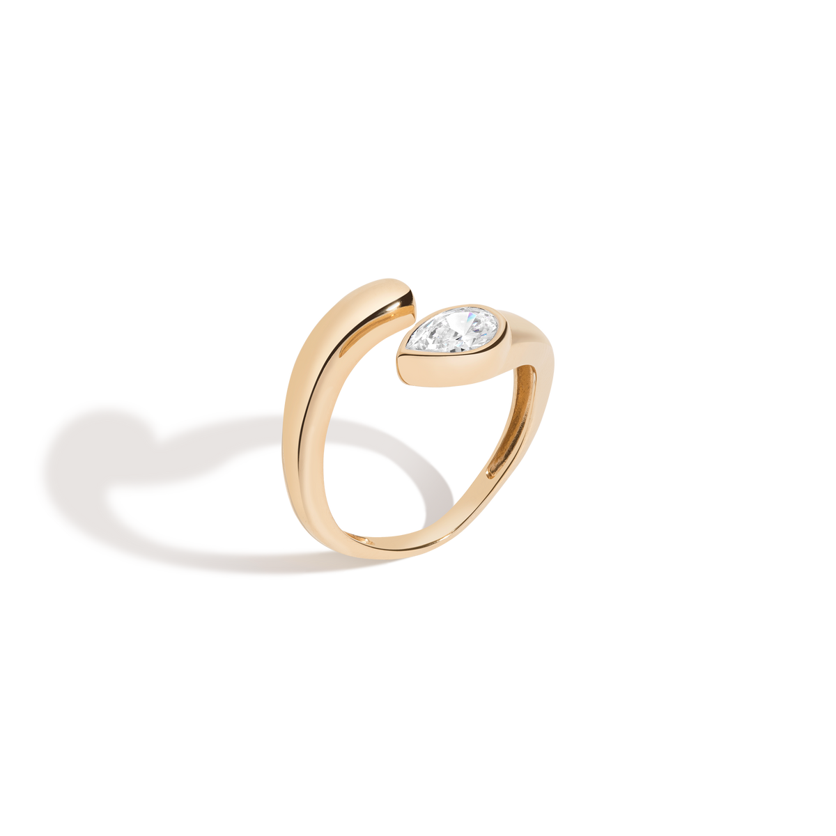 Lab Grown White Sapphire Pear Ellipse Ring Vermeil Yellow Gold