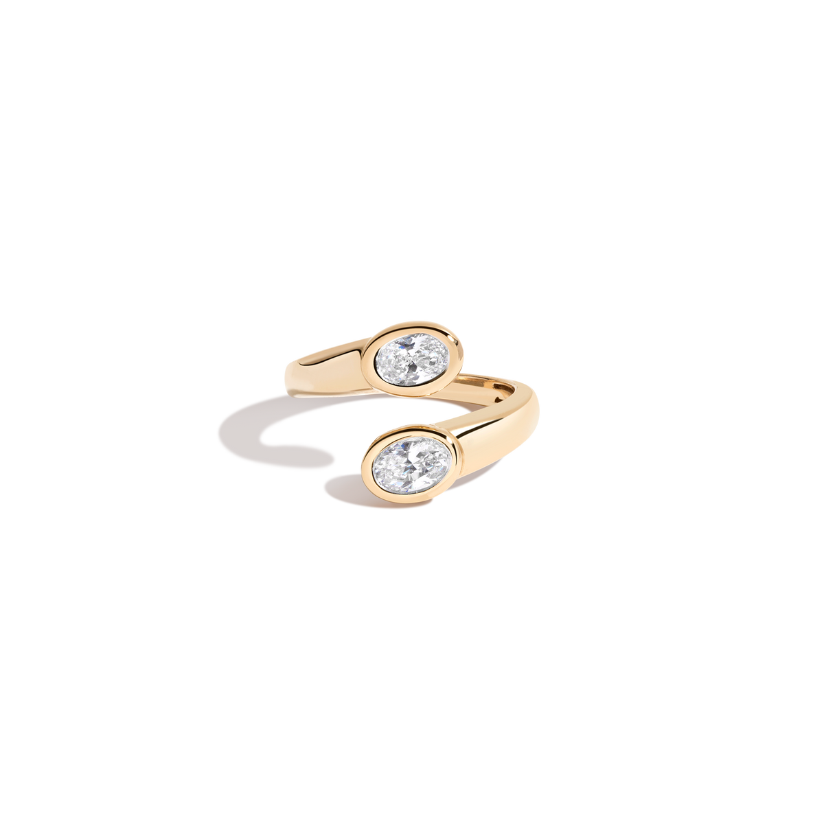 Lab Grown White Sapphire Twin Ellipse Ring Vermeil Yellow Gold First