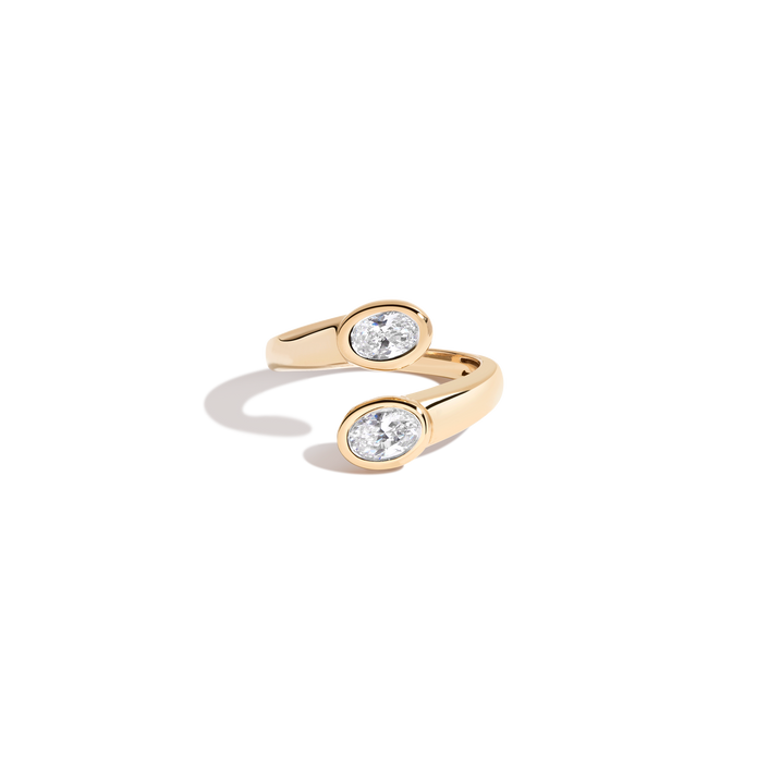 Lab Grown White Sapphire Twin Ellipse Ring