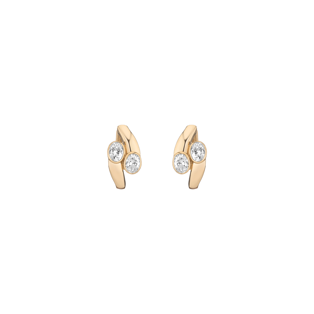 Lab Grown White Sapphire Ellipse Earrings Vermeil Yellow Gold First