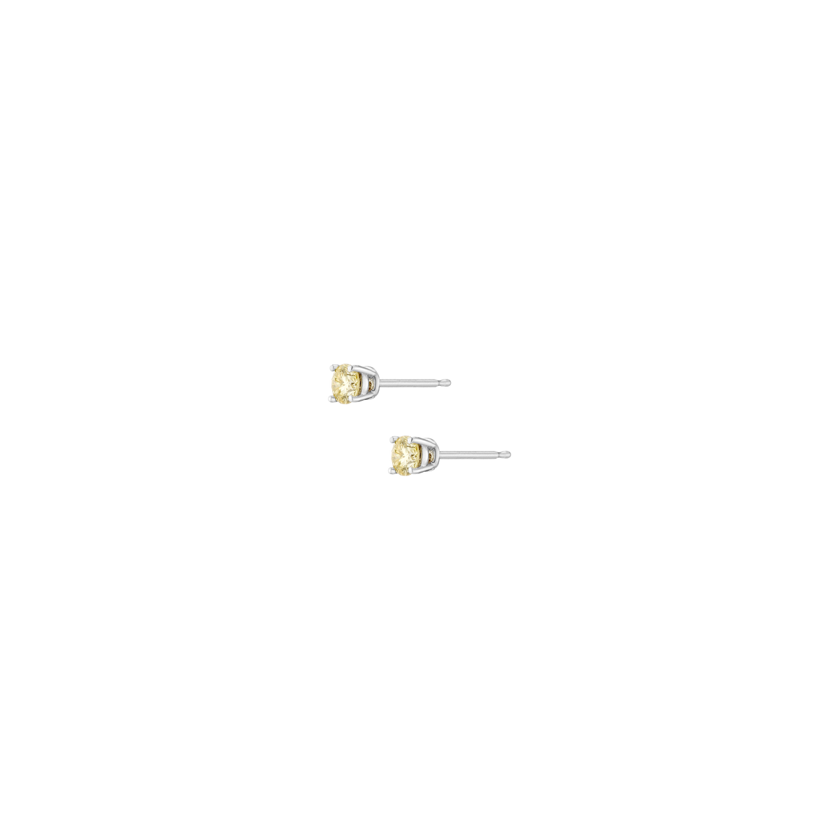 Lab Grown Yellow Diamond Solitaire Stud Earrings Silver 14k 18k White Gold