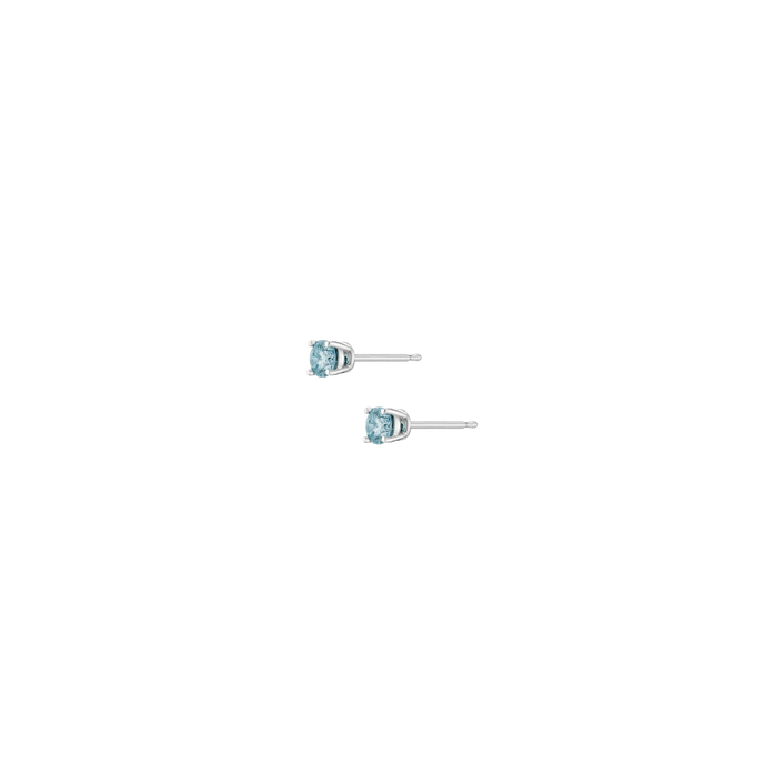 Lab Grown Blue Diamond Solitaire Stud Earrings Silver 14k 18k White Gold