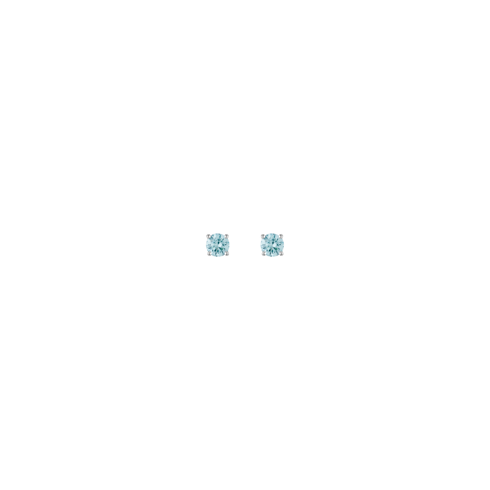 Lab Grown Blue Diamond Solitaire Stud Earrings Silver 14k 18k White Gold First