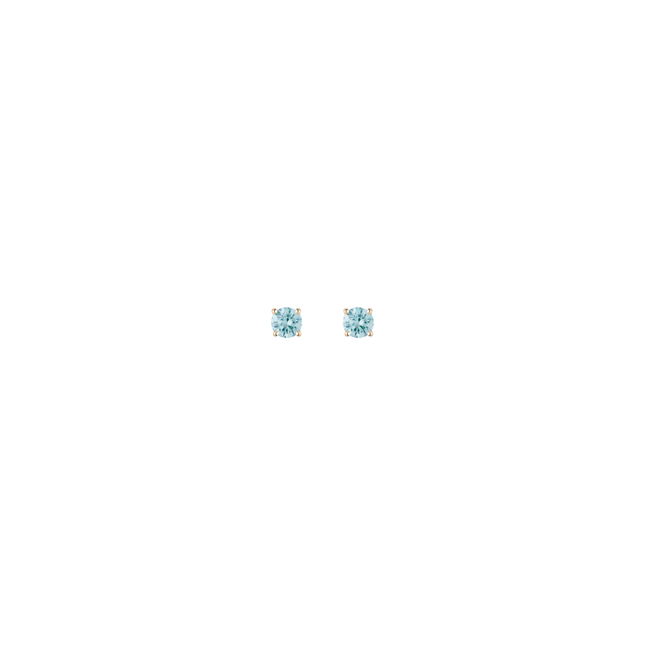 Lab Grown Blue Diamond Solitaire Stud Earrings 14k 18k Yellow Gold First
