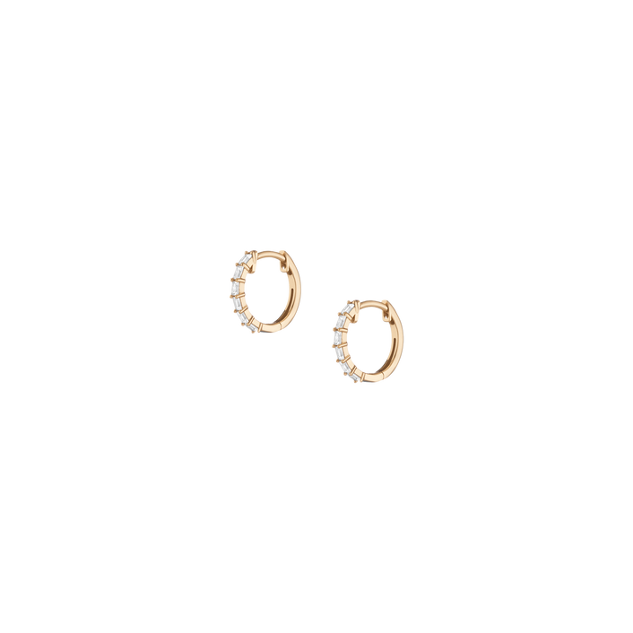 Lab Grown White Sapphire Vertical Baguette Huggie Earrings