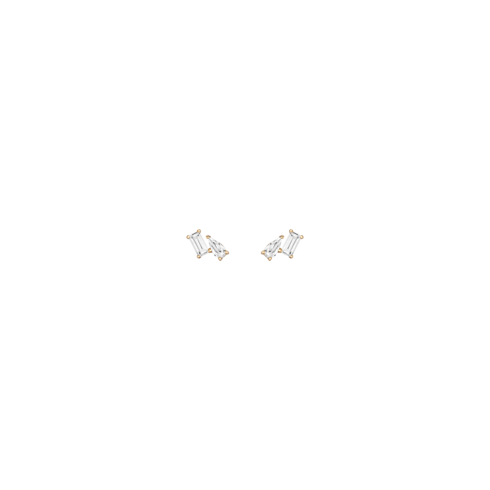 Lab Grown White Sapphire Toi et Moi Stud Earrings