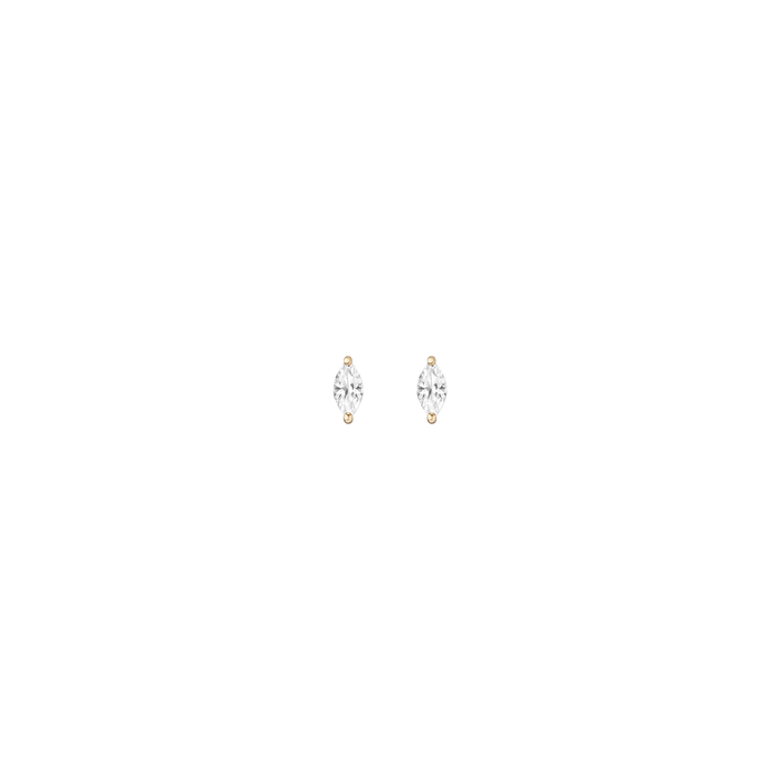 Lab Grown White Sapphire Marquise Stud Earrings
