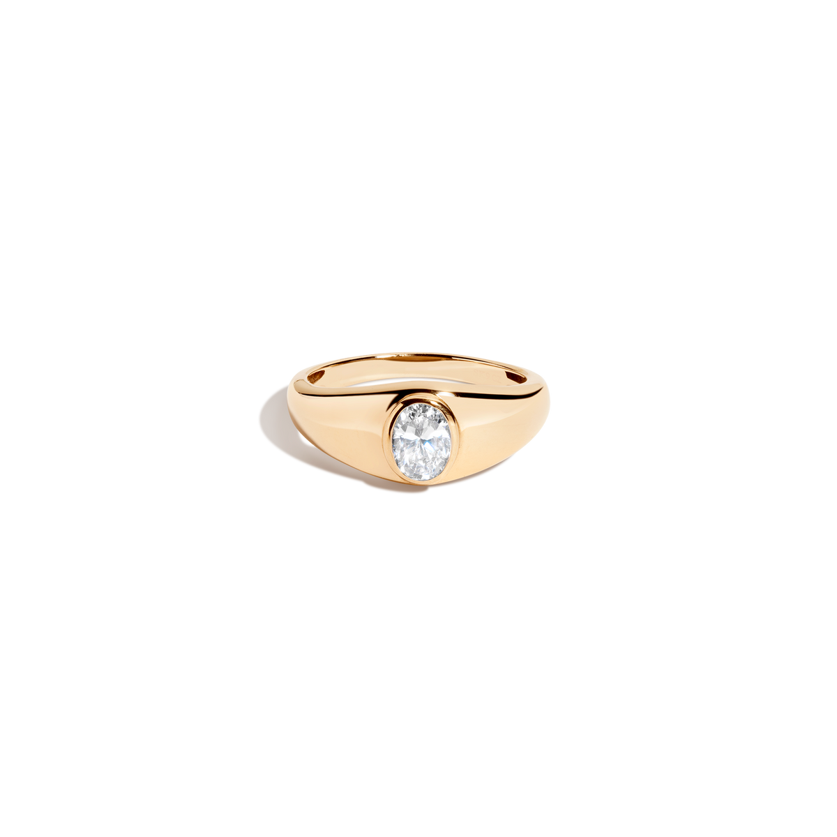 Chunky Lab Grown Diamond Oval Ring 14k Yellow Gold First
