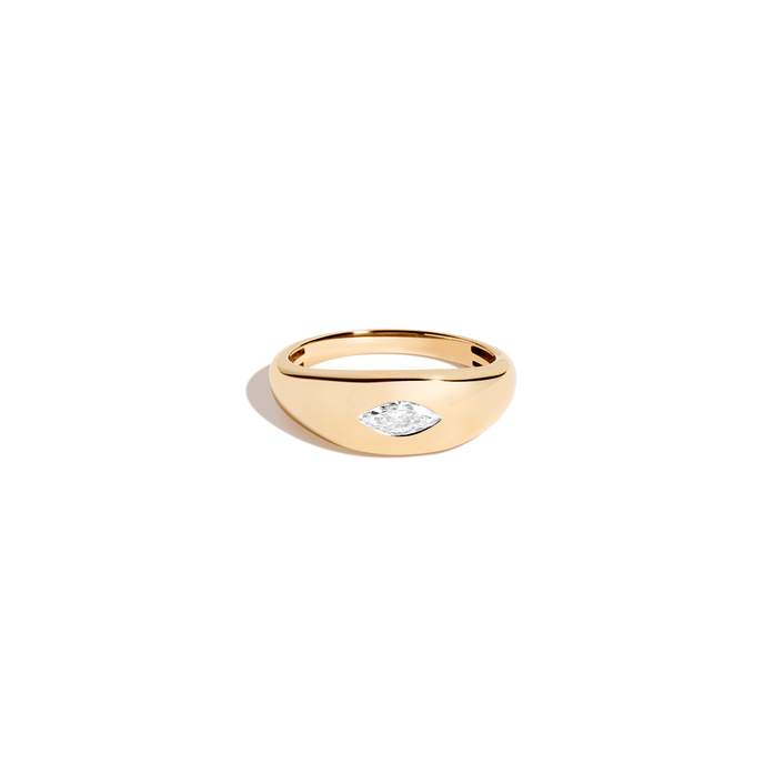 Chunky Lab Grown Diamond Marquise Ring 14k Yellow Gold First