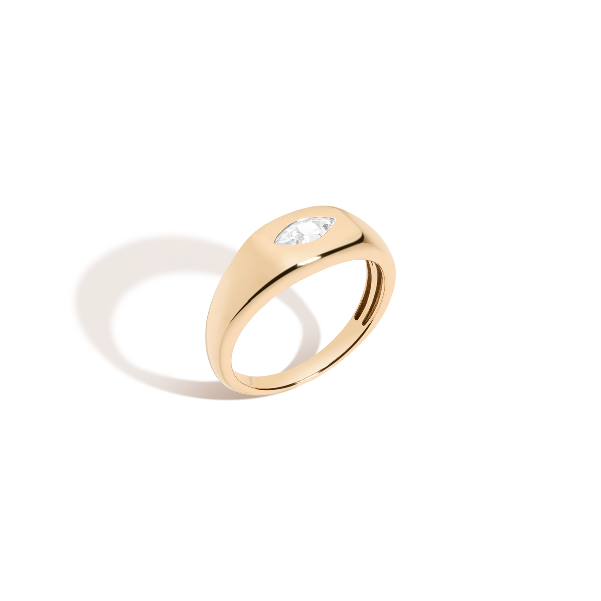 Chunky Lab Grown Diamond Marquise Ring 14k Yellow Gold