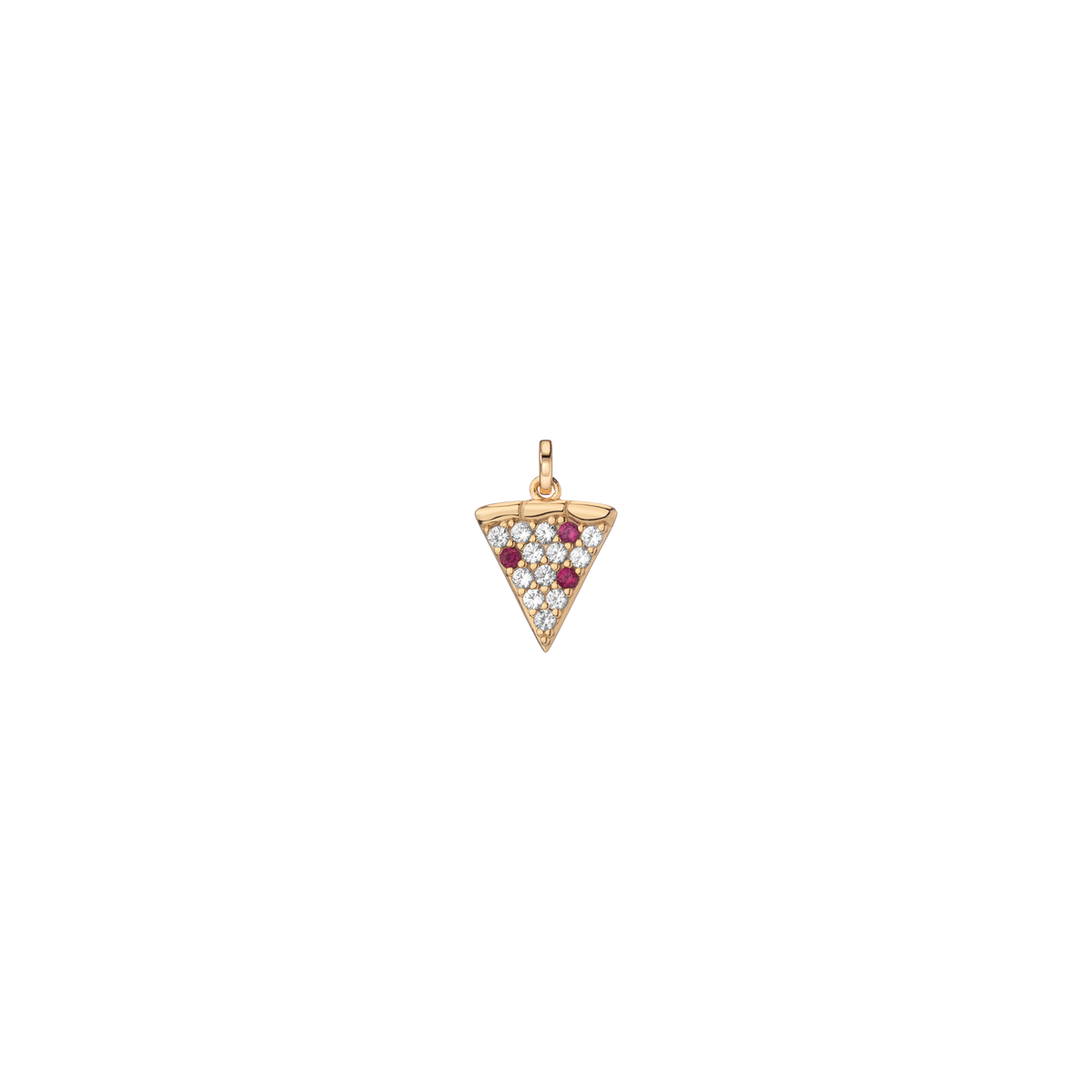 Lab Grown White Sapphire Pizza Charm Vermeil Yellow Gold First