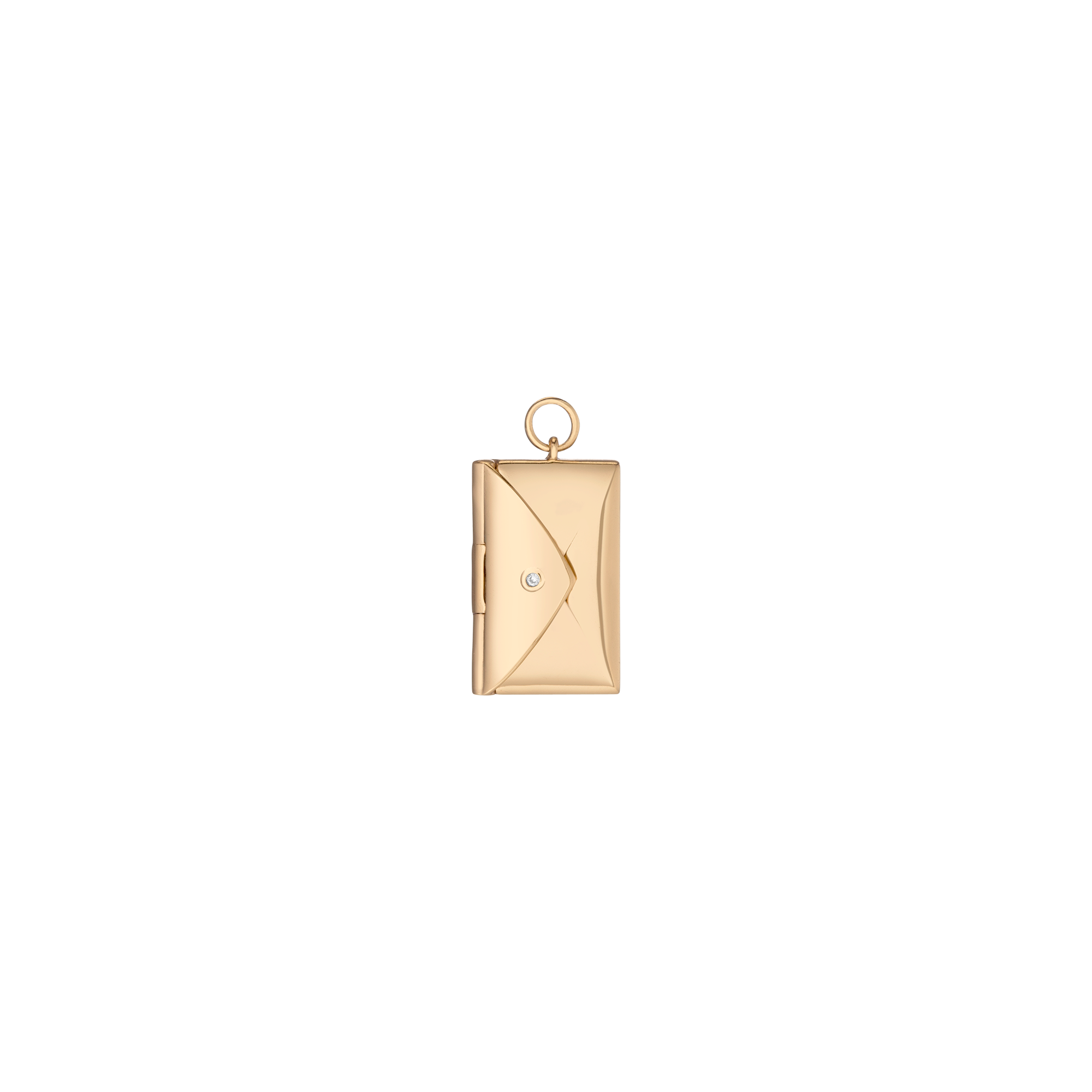 Vermeil Openable Envelope Charm Necklace with White Sapphire