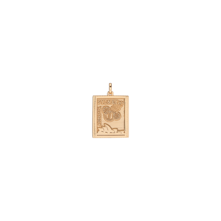 Vintage Stamp Charm Vermeil Yellow Gold Sydney First