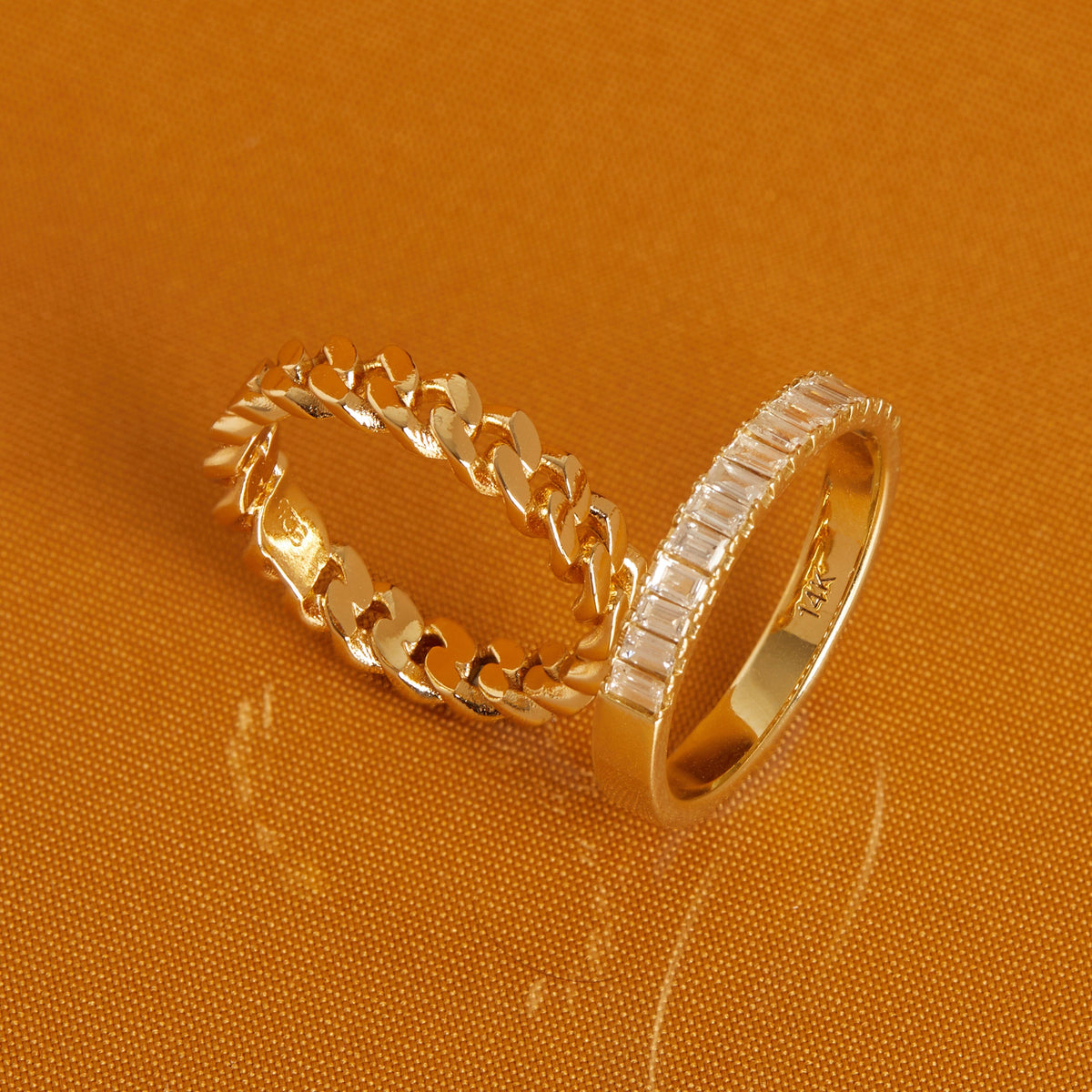 Bold Half Diamond Baguette Ring