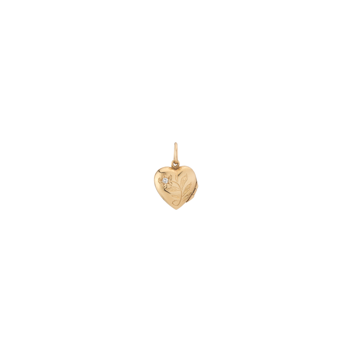 Vintage Engraved Heart Locket Pendant 14k Yellow Gold First