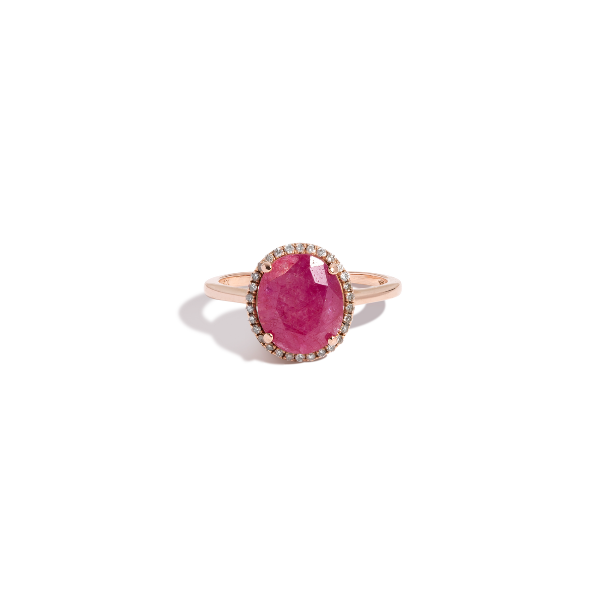 Vintage Oval Red Ruby Cocktail Ring 14k Rose Gold First