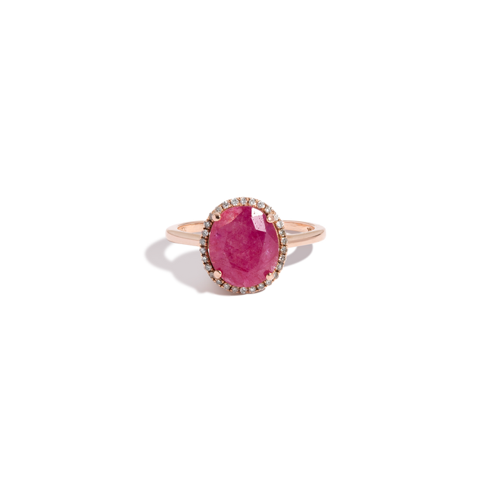 Vintage Oval Red Ruby Cocktail Ring 14k Rose Gold First