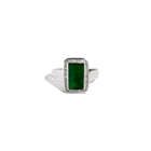 Vintage Green Jade and Baguette Diamond Ring