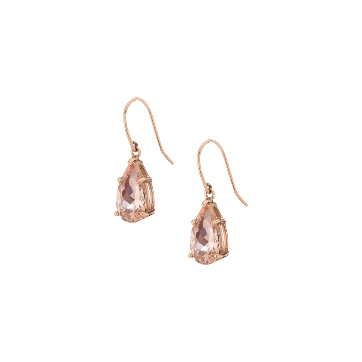 Vintage Pear Morganite Drop Earrings 10k Rose Gold