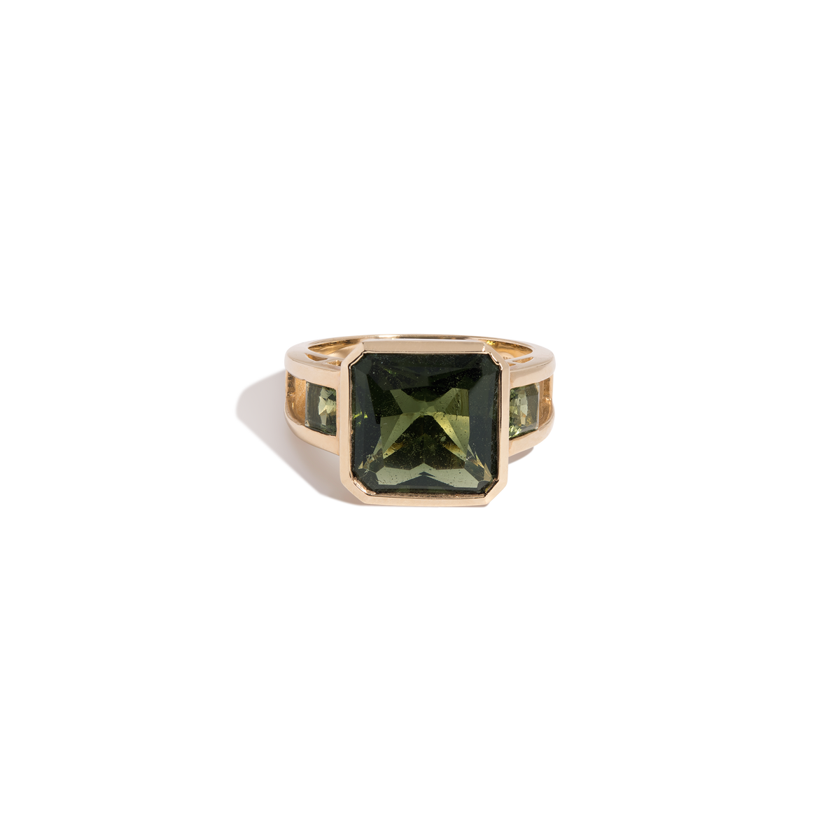 Vintage Green Tourmaline Cocktail Ring 10k Yellow Gold First