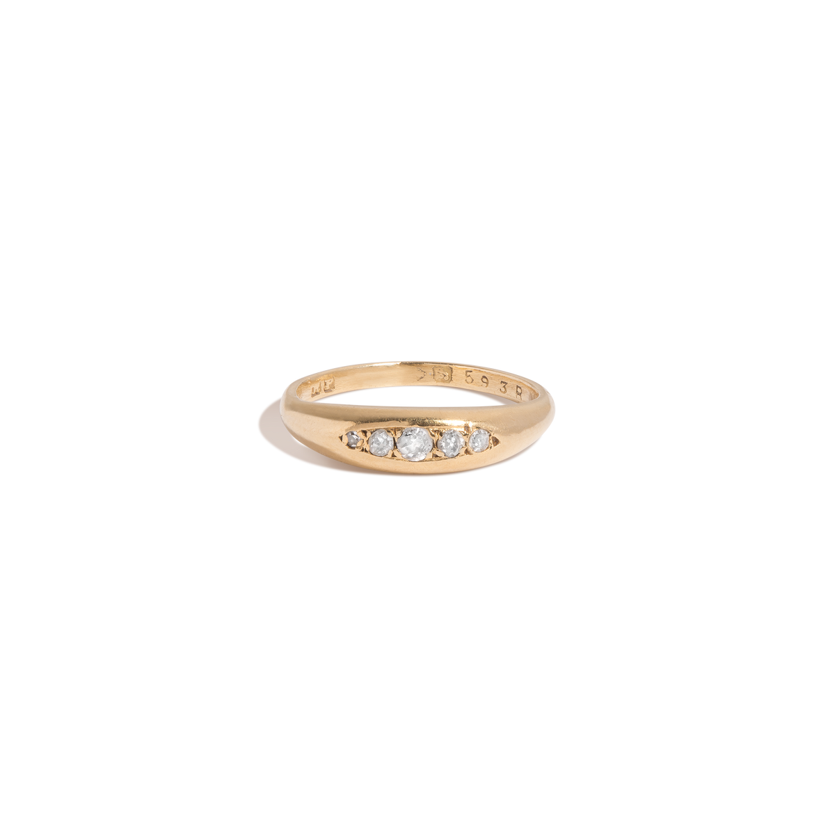 Antique Victorian Five Stone Diamond Ring 18k Yellow Gold First