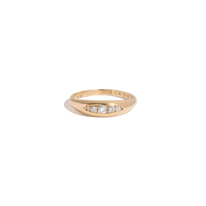 Antique Victorian Five Stone Diamond Ring 18k Yellow Gold First