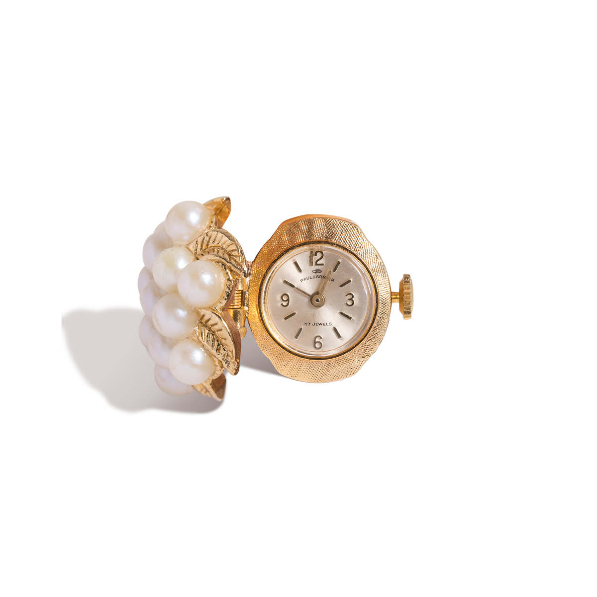 Vintage Paul Garnier Ring Watch Gold Plated Yellow Gold