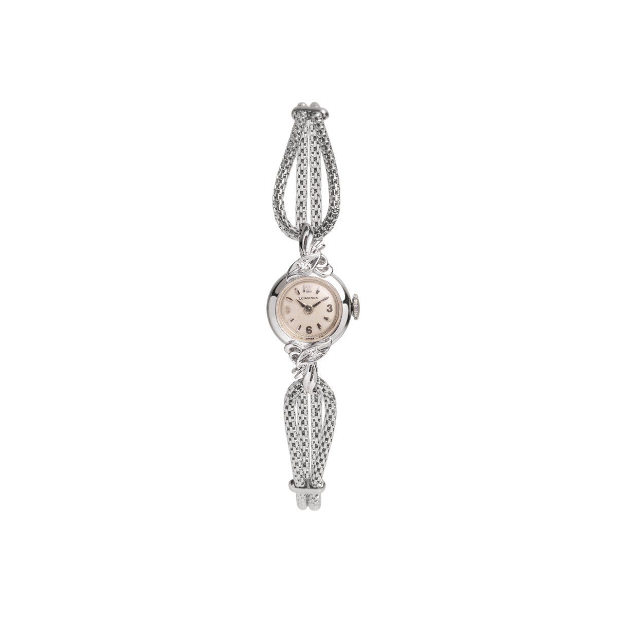 Vintage Longines-Wittnauer Diamond Cocktail Watch 14k White Gold 5.5in 6in 6.5in 7in First
