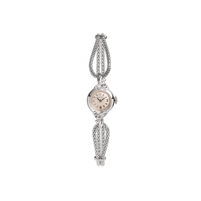 Vintage Longines-Wittnauer Diamond Cocktail Watch 14k White Gold 5.5in 6in 6.5in 7in First