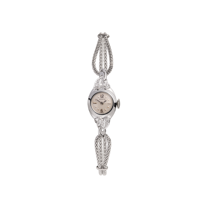 Vintage LeCoultre Diamond Cocktail Watch 14k White Gold 5.5in 6in 6.5in First