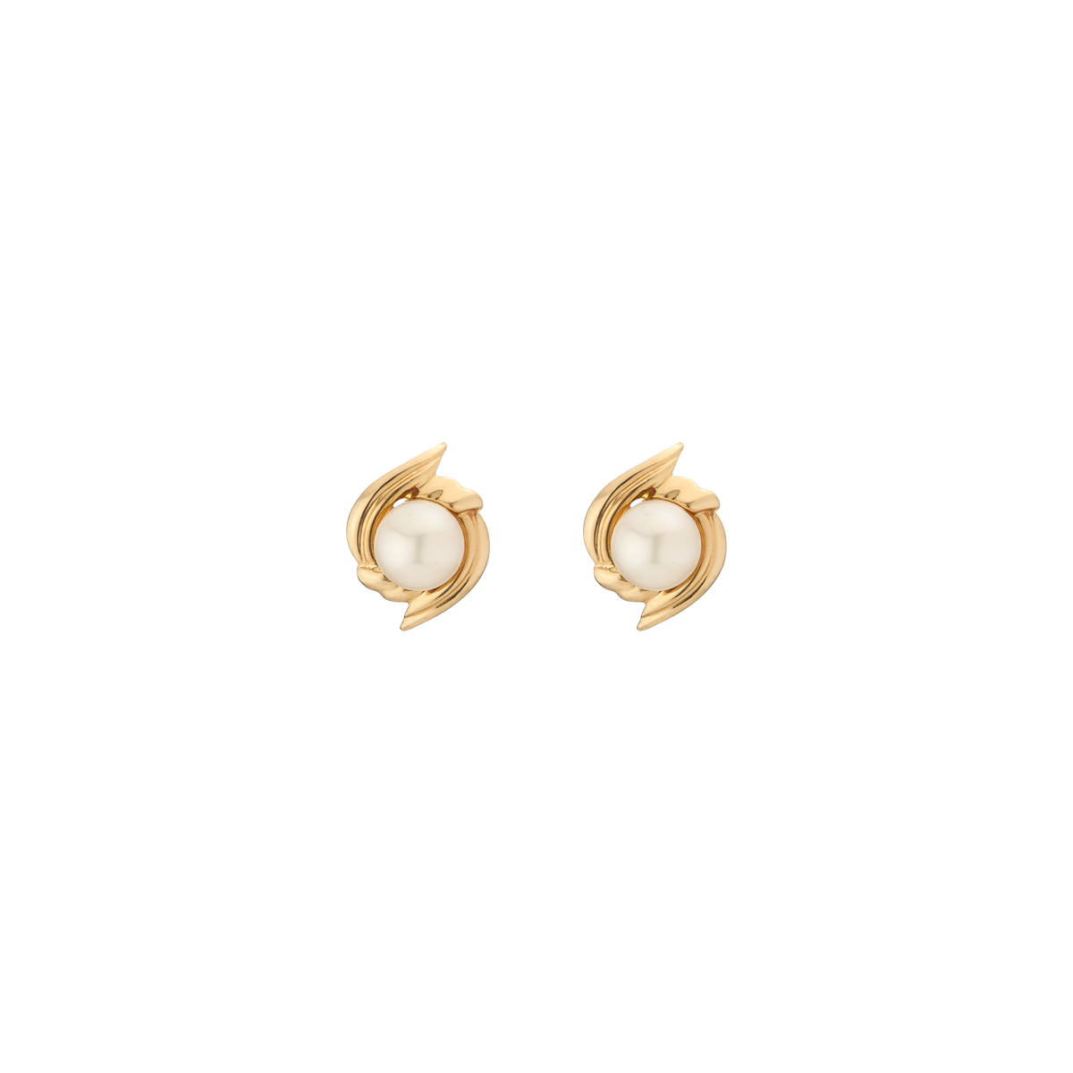 Vintage Pearl Gold Stud Earrings 14k Yellow Gold First
