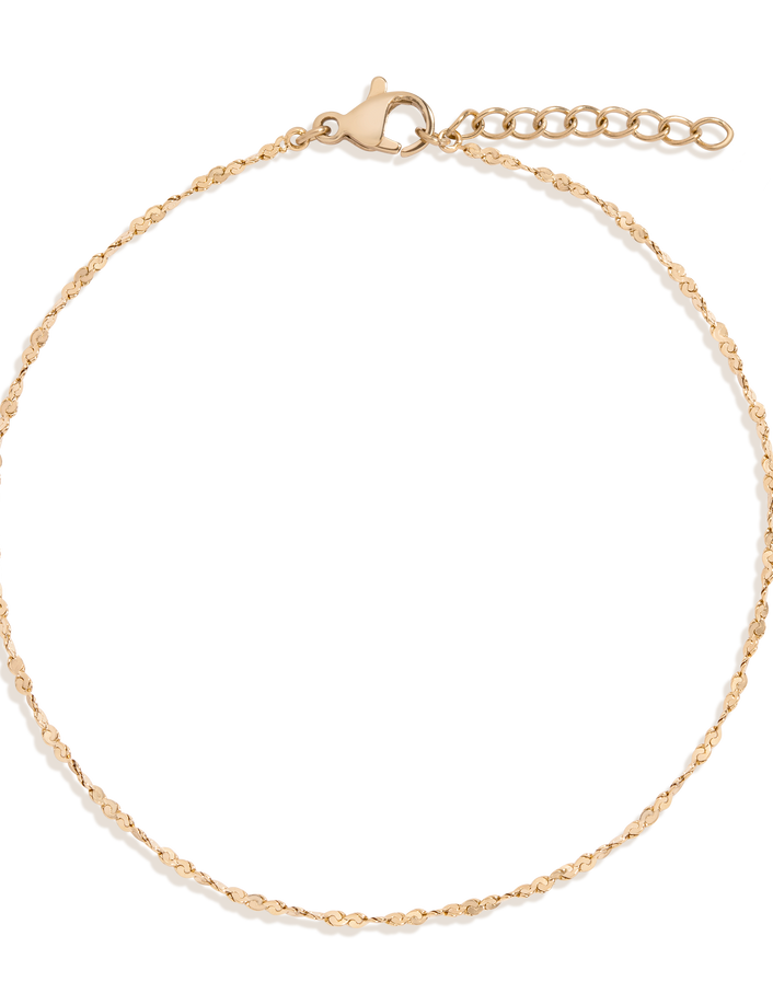 Unbreakable Barely There Chain Anklet Stainless Steel Yellow Gold First