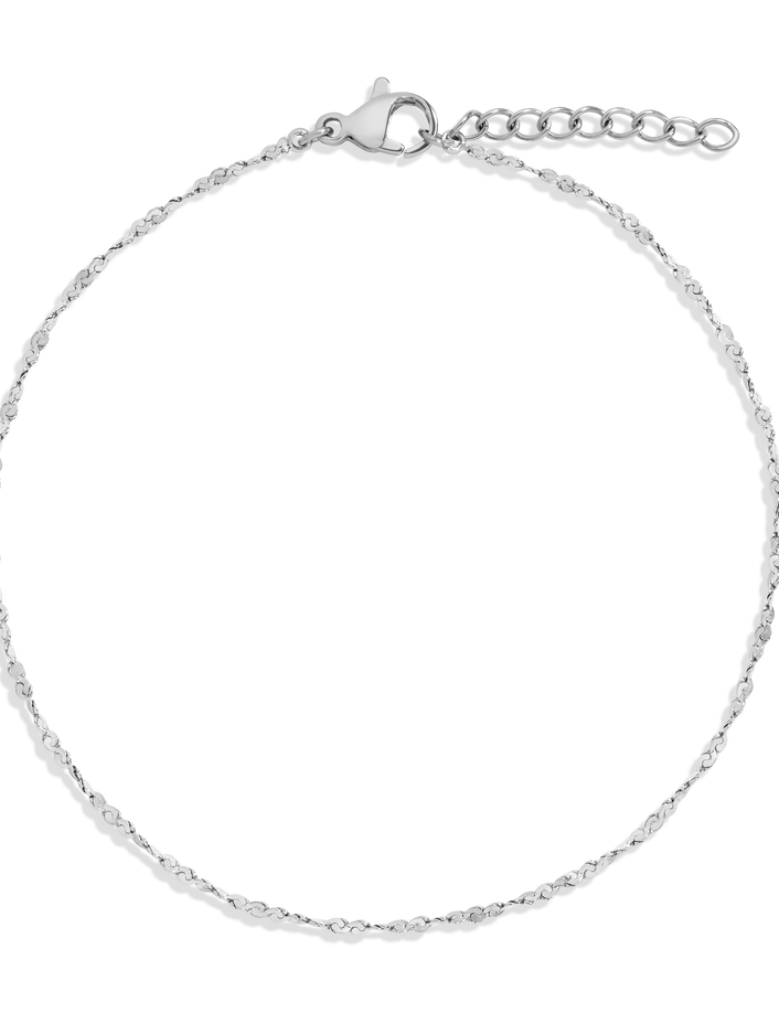 Unbreakable Barely There Chain Anklet Stainless Steel White Gold First
