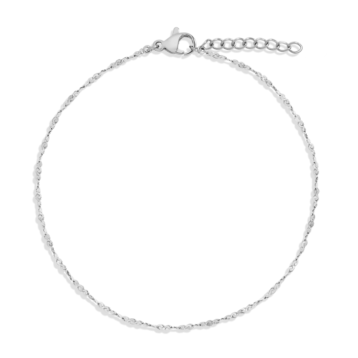 Unbreakable Barely There Chain Anklet Stainless Steel White Gold First