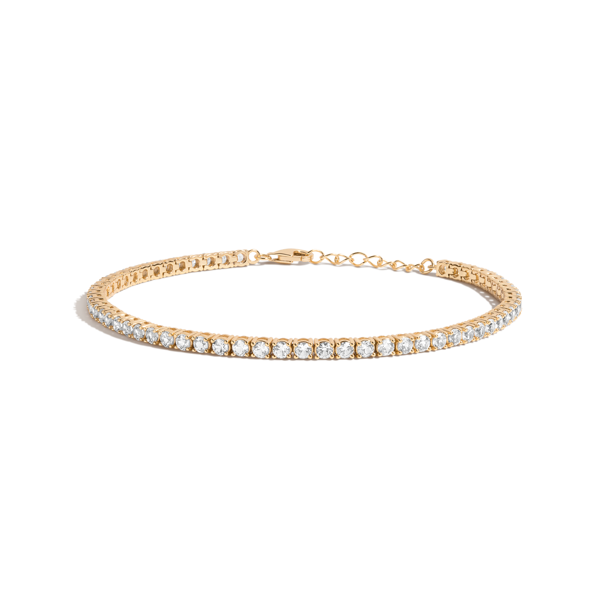 Lab Grown White Sapphire Tennis Anklet Vermeil Yellow Gold First
