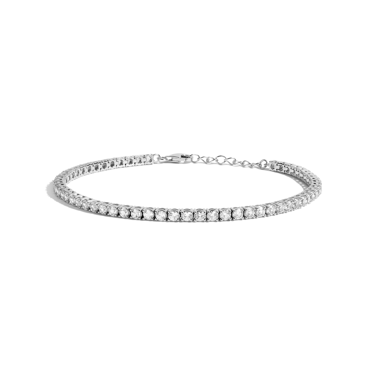 Lab Grown White Sapphire Tennis Anklet Vermeil White Gold First