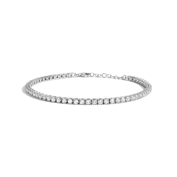 Lab Grown White Sapphire Tennis Anklet Vermeil White Gold First