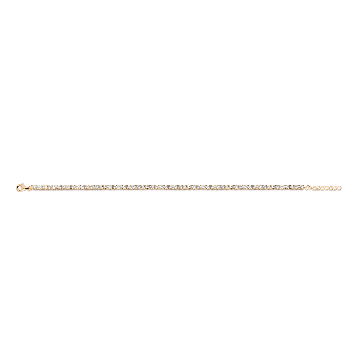 Lab Grown White Sapphire Tennis Anklet Vermeil Yellow Gold