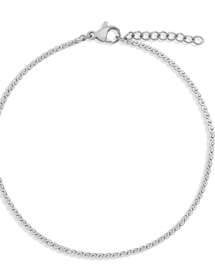 Wave Chain Anklet Stainless Steel White Gold First