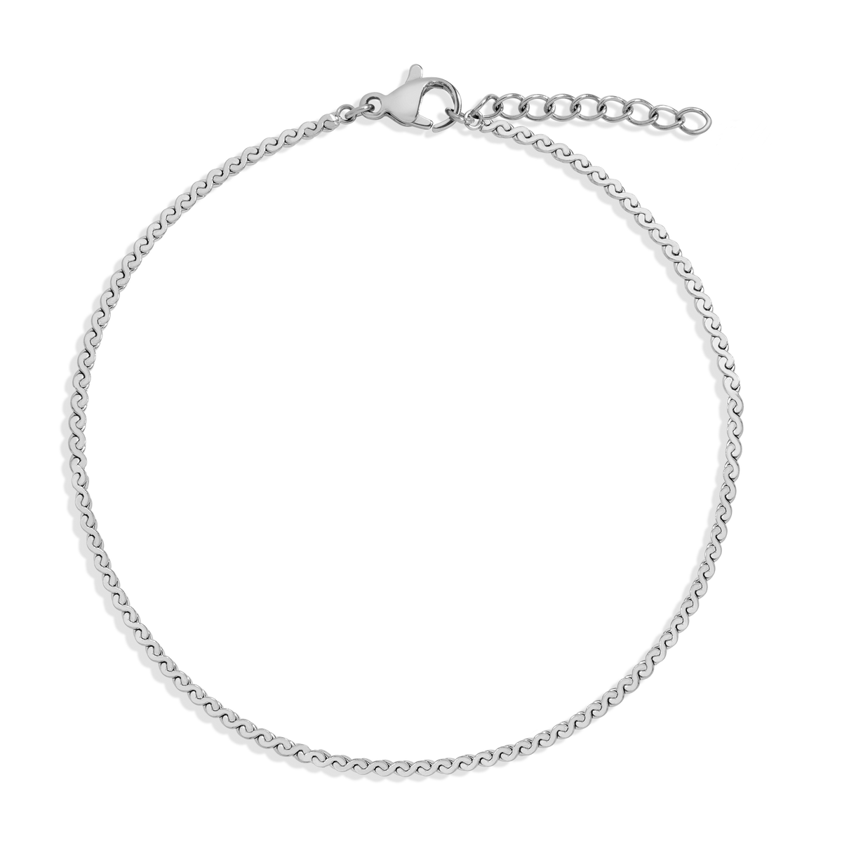 Wave Chain Anklet Stainless Steel White Gold First