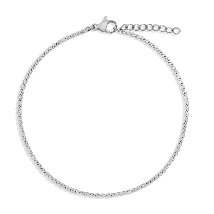 Wave Chain Anklet Stainless Steel White Gold First
