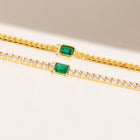 Lab Grown White Sapphire Tennis Bracelet with Emerald