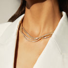 Lab Grown White Sapphire Horizontal Baguette Tennis Necklace