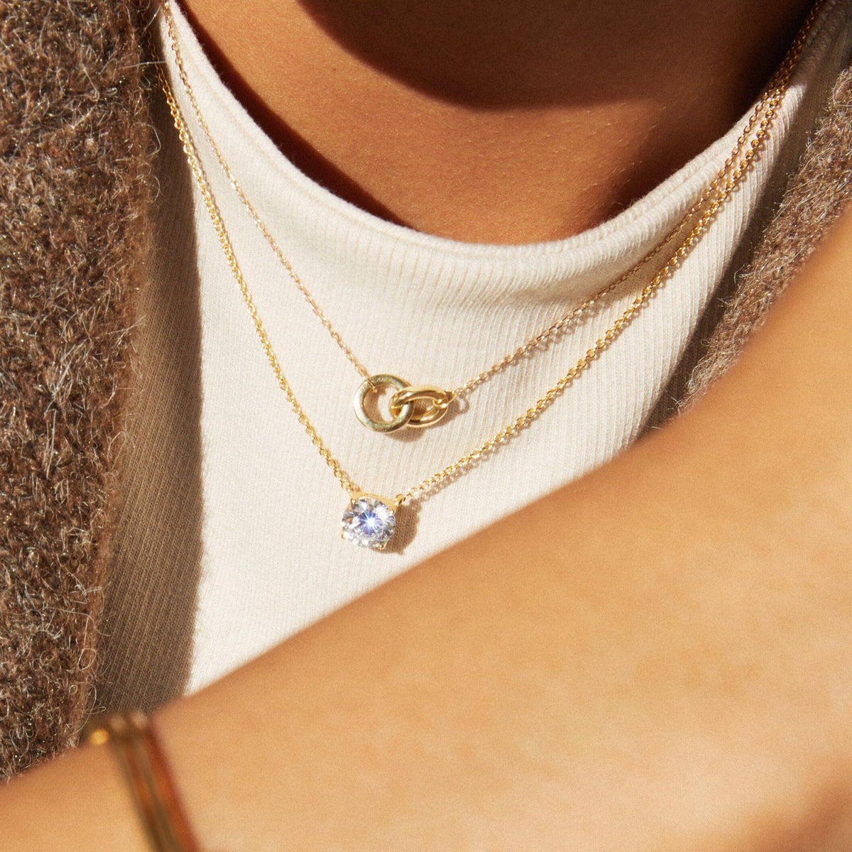 Round Gemstone Solitaire Necklace