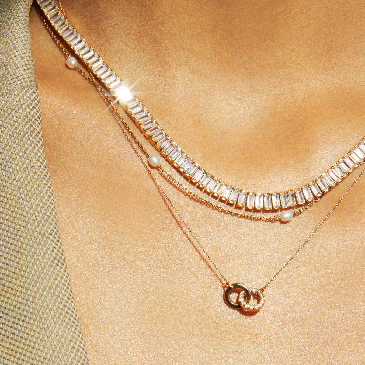 White Sapphire Baguette Tennis Necklace