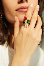 Emerald Gemstone Cocktail Ring - White Sapphire