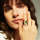 Emerald Gemstone Cocktail Ring - White Sapphire